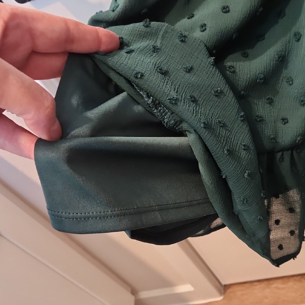 Womens Monteau Green Smocked Smocked Waist Midi Sundress Size Large - Picture 6 of 8